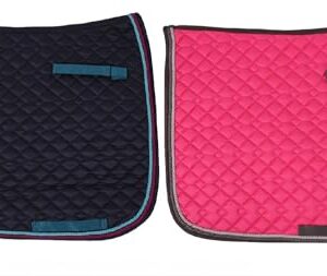 NETPROSHOP Schabracke Dressur Full mit Zweifarbigen Kordeln - Paradise Pink, gesteppte Schabracke für Sattel, Farbkombinationen, Klettverschlüsse, Baumwolle und Polyester
