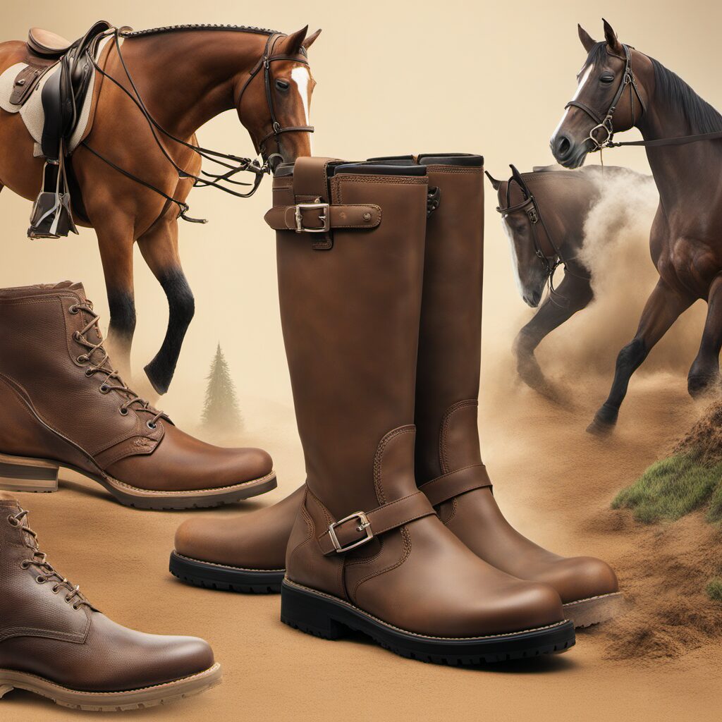 Stiefel von Mucker und Yard für Outdoor-Aktivitäten wie Reiten