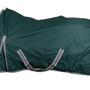 RL24 Weidedecke 600D Basicline, Regen- & Übergangsdecke für Pferde, wind- und wasserdicht mit Innenfutter und Kreuzbegurtung, Grün, 145 cm