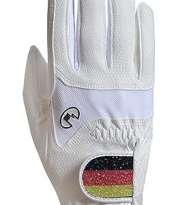Roeckl Sports Reithandschuh Maryland, Turniersommerhandschuh mit deutscher Flagge auf weißem Hintergrund