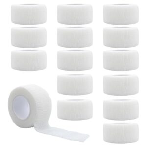 15 Roll 2,5cm x 4,5m Selbstklebender Verband, selbsthaftende Bandage, haftbandage, selbstklebend, Bandage, elastische Binde Bandage, Vet Verband, für Hand Arm Fuß Gelenk Finger (Weiß)