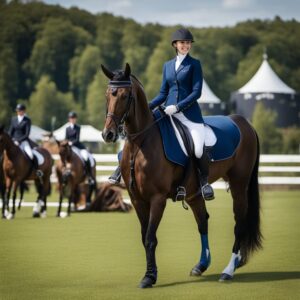 Elegantes Turnierjacket in dunklem Blau oder auffallender Farbe, perfekt für den Reitsport
