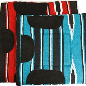WESTRIDE Gepolsterte Navajo Satteldecke für Pony, 60 x 60 cm groß, rot/schwarz/weiß