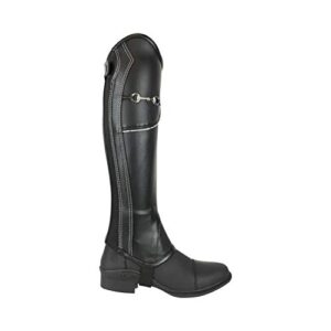 AK Equestrian Chaps zum Reit-Hosenanzug mit Gebisskette und Lederschutz im Inneren, Schwarz/Silber, Größe XS