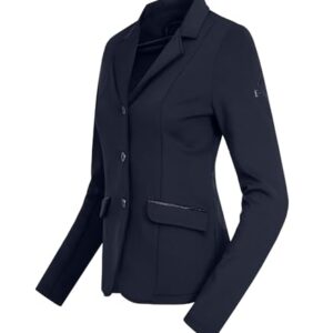 Modisches ELT Turnierjacket für Damen in tiefblauer Farbe, atmungsaktiv und mit dekorativen Strasssteine an den Taschen.