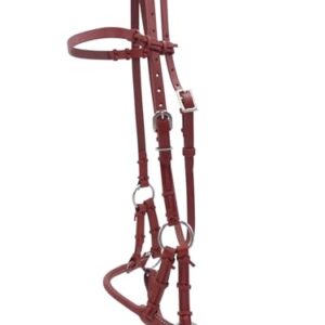 Thor Equine Sidepull, gebissloses Lederzubehör für Pferdesättel, Chestnut Cob, runder Nasenriemen, verstellbar, Edelstahl