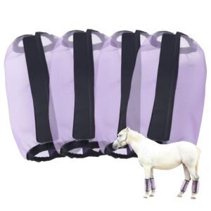 Gallopoff 4 Stück Fliegenstiefel für Pferde, locker sitzend, atmungsaktiv, feinmaschig, schützt vor Beinermüdung und Stampfen, ideal für den Sommer