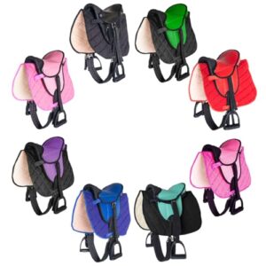 PFIFF 103106 Sattelset für Shettys oder Holzpferde, Komplettset, Kindersattel, Lila - Ein leichtes und sicherer Sattelset für Kinder, ideal für Shettys oder Holzpferde mit passender Satteldecke, Sattelgurt, Steigbügelriemen und Steigbügel