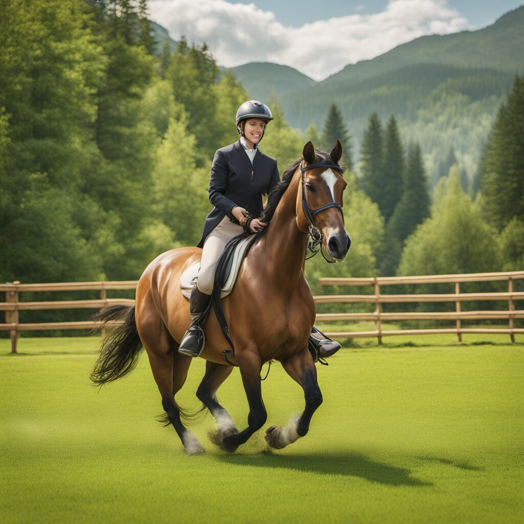 Pferdegamaschen und -schützer für ein sicheres und bequemes Reiten auf einer grünen Wiese